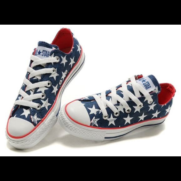 converse red white and blue sneakers